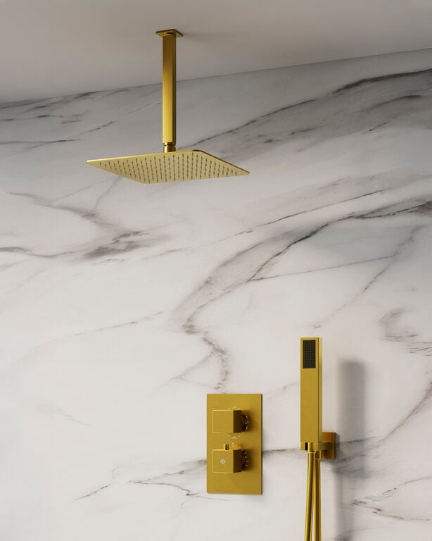 CONJ. EMPOTR. TERMOSTÁTICO ORION ORO + ROCIADOR TECHO