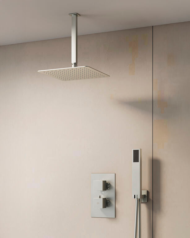 CONJ. EMPOTR. TERMOSTÁTICO ORION NICKEL + ROCIADOR TECHO