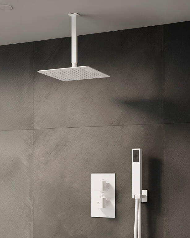 CONJ. EMPOTR. TERMOSTÁTICO ORION BLANCO + ROCIADOR TECHO